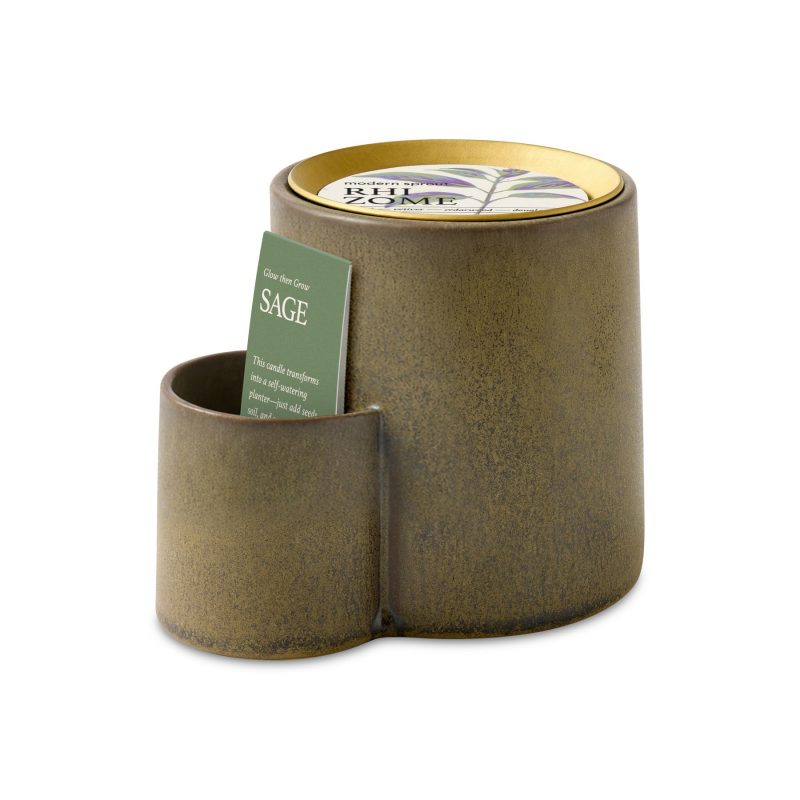 Custom Modern Sprout Ember Earth Candle + Planter - Warm Grey- Rhizome - 1